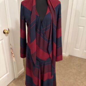 Tory Burch Asymmetrical Dress in Red and Blue